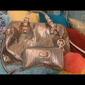 Rose Gold Michael Kohrs Bag + Matching Wallet